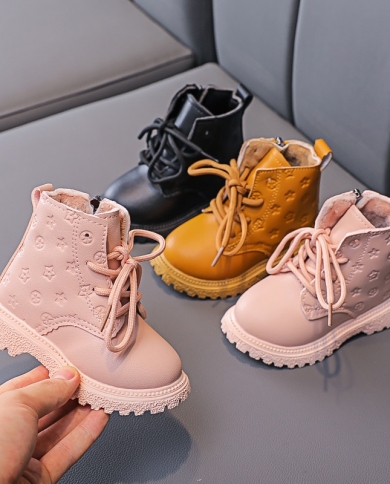 Winter Baby Girls Boys Snow Boots Warm Plush Infant Toddler Boots Outdoor Soft Bottom Non Slip Children Boots Kids Shoe Color Pink Shoe Size 30 Insole 18cm