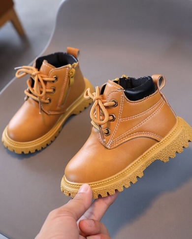 Children Short Boots Girls Shoes Fashion Children Leather Boots 2023 Autumn Winter Princess Girls Snow Boots Color Picture Color Shoe Size 26
