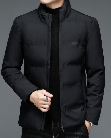 2023 Winter New Parka Men Business Casual Stand Collar Zipper Warm Jacket Coat Mens Thick Solid Color Parka Outerwear Ma size XL Color gray