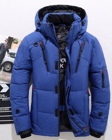 Men39s White Duck Down Jacket Warm Hooded Thick Puffer Jacket Coat Male Casual High Quality Overcoat Thermal Winter Pa size XXXL Color Black