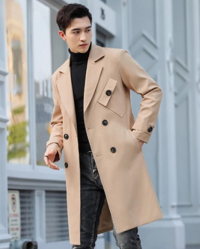 Men's long winter trench coat clearance