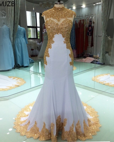 White and gold mermaid dress top