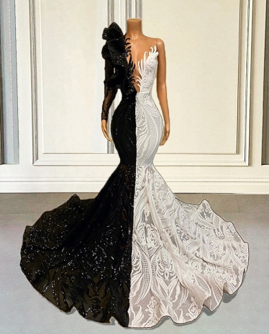 Strapless Black Lace Mermaid Prom Dresses, Long Black Lace Mermaid Formal  Evening Dresses