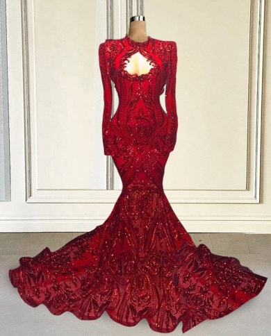 Red Sequin Mermaid Prom Dresses For Black Girls 2023 Luxury High
