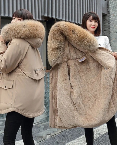 2023 New Winter Jackets Women Long Coat Wool Liner Hooded Parkas