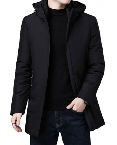 New Mens Parkas Fashion Warm Cotton Jackets Parkas With Hooded Coats Male Oversize Smart Casual Long Coats Men England S size XXL Color Green