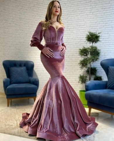 Pink velvet hot sale evening gown