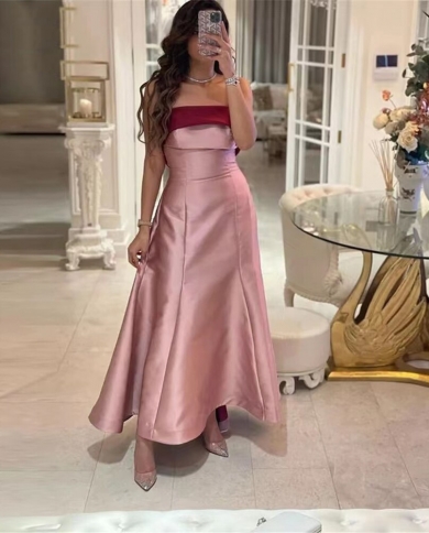 Pink satin formal dress sales