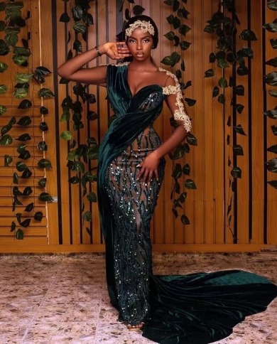green emerald velvet dress Zapaka Women Dark Green A Line Lace Mother of Bride Dress with 3/4 Sleeves Chiffon Scoop Neck Wedding Guest Dress, Dark Green / US8 main image 0