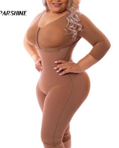 Full Body Fajas Colombianas In Powernet With Bra Knee Length Bodyshaper  Compression Garment Gaine Amincissante Femme Sha size XXXL Color Orange