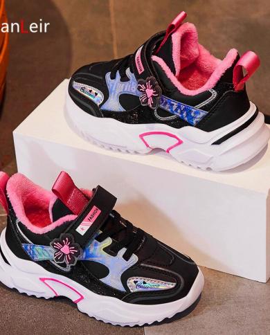 Winter Kids Shoes For Girls High Quality Running Sports Girls Shoes Fashion Casual Children Shoes Girls Chaussure Enfan Color Pink Shoe Size 36