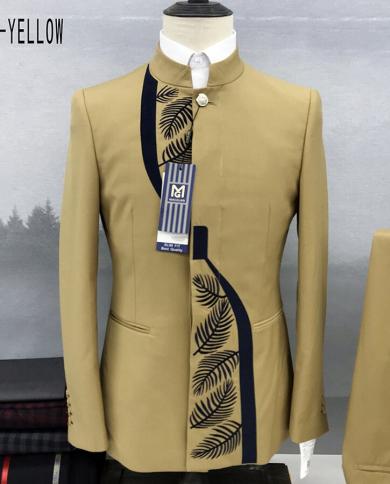 2023 Fashion New Mens Casual Boutique Chinese Stand Collar Tunic