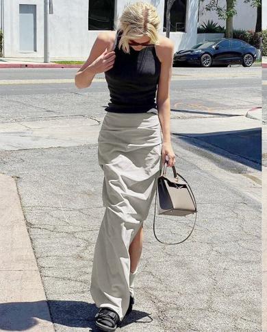 Split Long Skirts Vintage Fold Caego