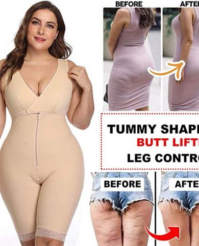 Slimming Bodysuit Corset Overbust Women Plus Size Full Body Shaper Body  Lifter Shapewear Waist Trainer Trimmer Adjustabl size S Color Beige
