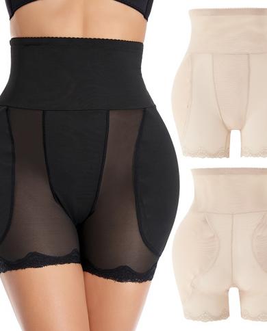 Women Hip Pads Panties Butt Lifter Body Shapewear Butt Enhancer Tummy Shaper  High Waist Fake Ass Control Shorts Sheath size S Color Beige