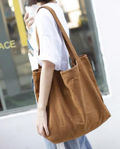 Large Size Canvas Handbag Simple Design Cotton Fabric Big Capacity