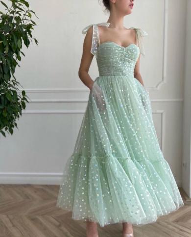 Bridalaffair New Mint Green Tulle A Line Short Prom Dresses With Heart  Shape Pattern Tea Length Homecoming Party Gownsp US Size 14 Color Floor  Length