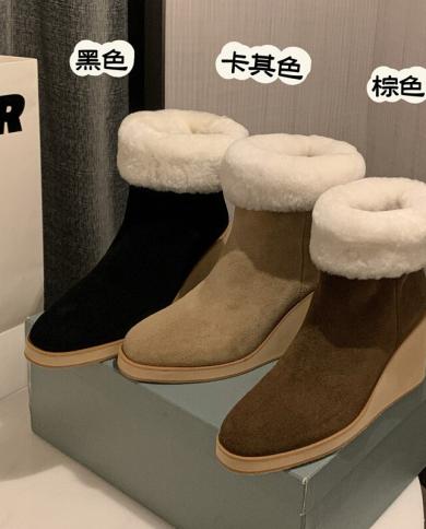 Leather slope heel boots hotsell