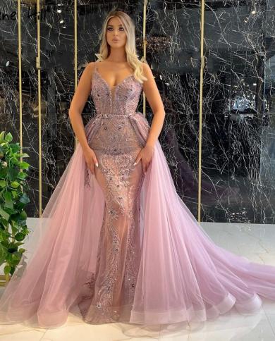 Serene Hill Pink Detachable Skirt Evening Dresses Gowns 2023 Mermaid  Elegant Luxury For Woman Party La71363 Evening Dre Color Pink US Size 2