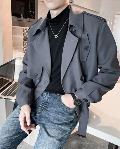 Brand Clothing Men Spring High Quality Double Breasted Trench Coat