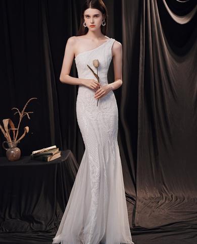 strapless open back dress One-Shoulder Gown for Girls