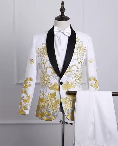 White and gold wedding suits discount