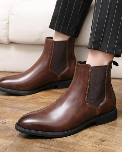 2023 Winter Fur Chelsea Men s Boots Wedding Gentleman Leather
