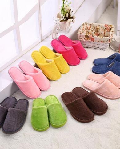 Men Women Plush House Slippers Warm Soft Flat Shoes Home Indoor Footwear Candy Color Autumn Winter 2023 Shoe Plus Size 4 Shoe Size 44 45 Color D light coffee