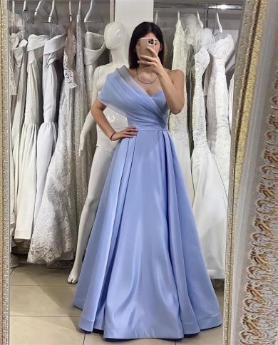 Simple A Line Sweetheart Evening Dresses 2023 Organza Pleat Satin