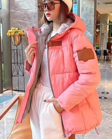 2023 New Winter Padded Coat Female Cotton Jacket Womens Hooded
