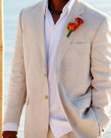 Tan linen suit outlet for beach wedding