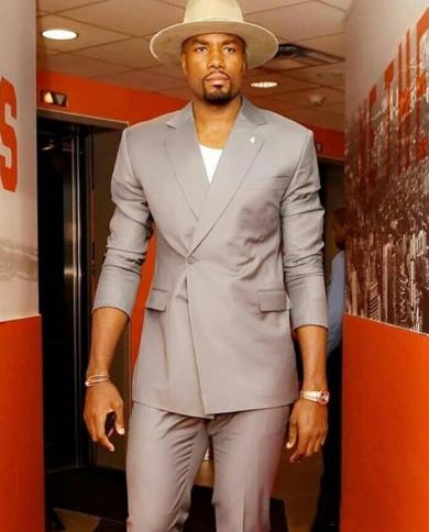 Costume Homme 2 Pieces Grey Men Suit For Business Wedding Smart Casual Simple Men s Tuxedos Elegant Men Suits jacket pan size 4xl Color Beige