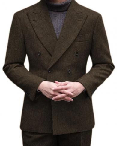 Mens double breasted tweed coat shop