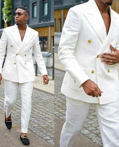 Mens white linen suits for beach weddings sale
