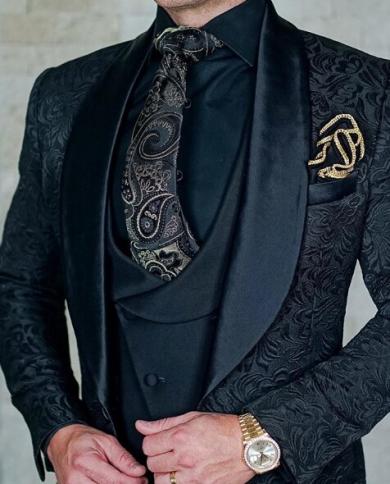Mens Wedding Suits 2023 Italian Design Custom Made Black Smoking