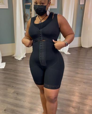 Women Corset High Compression Post Liposuction Body Shaper Bodysuit Waist  Trainer Butt Lifter Thigh Trimmer Fajas Colomb size XXL Color Black