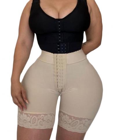 Womens Post Liposuction Front Closure Hook Eye Charming Curves Butt Lifter  Shorts Slimming Waist Trainer Body Shaper Bb size XL Color Black