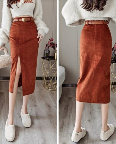 Black corduroy wrap skirt sales