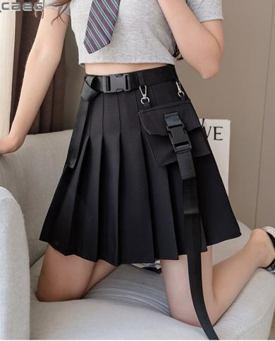 Black pleated skirt pockets sales
