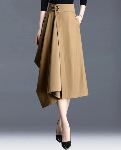 High waisted khaki store skirt knee length