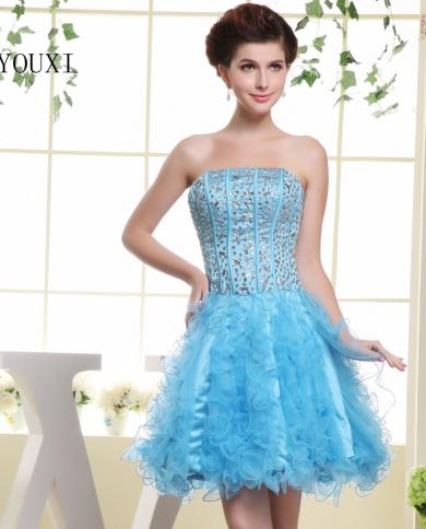 Strapless Short Prom Dresses Hot Ice Blue Tulle Crystal Cocktail Party Dress For Women Pd109prom Dresses Color Beige US Size 6 Strapless Short Prom Dresses Hot Ice Blue Tulle Crystal Cocktail Party Dress For Women Pd109prom Dresses Color Beige US Size 6