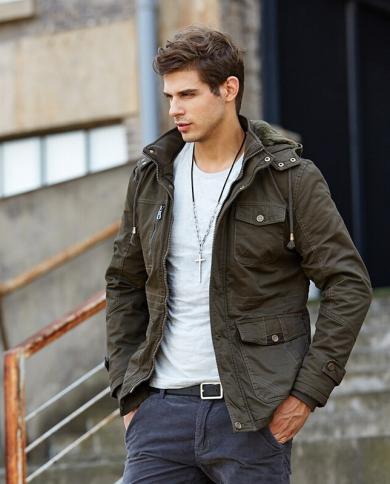 Olive green mens outlet winter coat