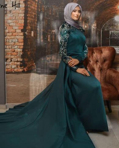 Serene Hill Muslim Green Detachable Skirt Evening Dresses Gowns Beading  Elegant For Women Wedding Party La71057evening Color Pink US Size 4