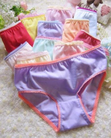 4pcs/lot Solid Color Girls Underwear Kids Panties Underpants