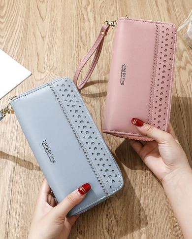 Women Long Double Zipper High Capacity Wallets Female Letter Pu