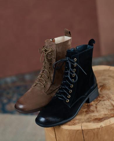 2023 New Autumn And Winter Women Ankle Boots Natural Leather Plus