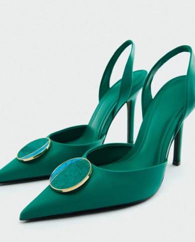 Heels Green Fashion Rhinestone High Heel Women Shoes Spring Summer