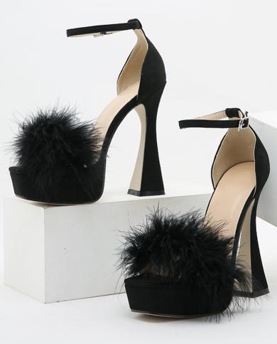 Chunky feather outlet heels