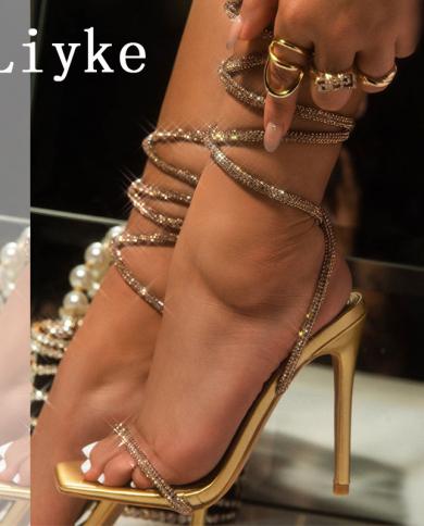 Gold prom shoes top with rhinestones