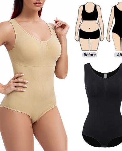 Bodysuit Women Shapewear Body Shaper With Cup Compression Bodies Belly  Sheath Waist Trainer Reductive Slimming Underwear size M Color Beige